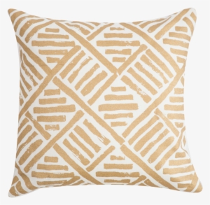 Handmade Screen Printed Gold And Cream Brush Stroke - Filling Spaces Linen Throw Pillow Color: Gold
