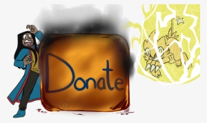 The Donate Icon Being Distroyed By Luxray, While Kamon - Illustration