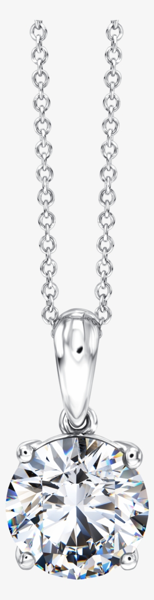 Round Diamond Classic Solitaire Pendant With Chain - Diamond Necklace Men Png