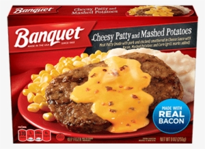 Cheesy Patty And Mashed Potatoes - Banquet Salisbury Steak, Mega Meal - 15.25 Oz