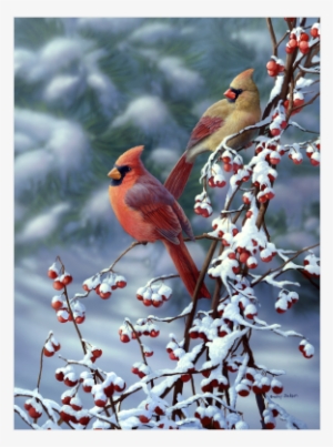 Cardinals 'n' Snow Limited Edition Print - Lighted Canvas Winter Window Wall Art - Country Cardinals