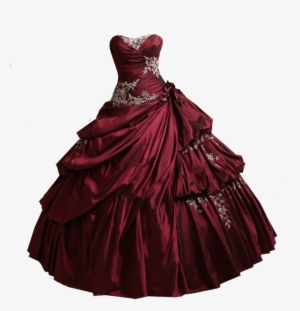 Red Burgundy Ball Gown Png By - Prom Corset Strapless Ball Gown