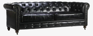 Gordon Black Leather Chesterfield Sofa