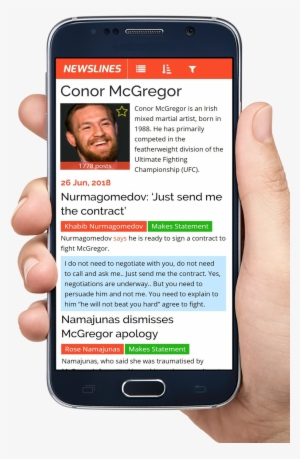 Click The Phone To See Conor Mcgregor's Newsline - Food Choices Delivery Apps