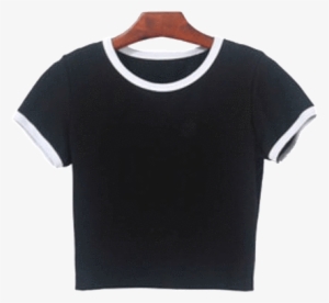 Itgirl Shop Sale White Black Color Edge Cotton Crop - Clothing