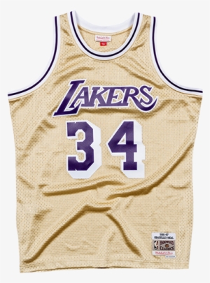 Mitchell & Ness Nba Shaquille O'neal 34 1997 Gold Swingman - Shaquille O Neal Jersey Lakers Gold