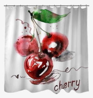 Watercolor Hand Painted Cherry Berries On White Background - Watercolor Painting