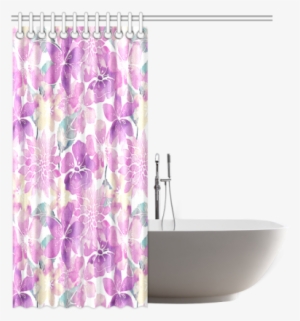 Pastel Watercolor Flower Pattern Shower Curtain - Window Film