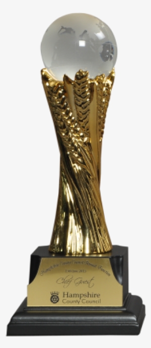 Metal Trophy With Crystal Globe - Crystal And Metal Trophies