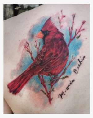 Cardinal on oak branch by Jake Wilkes at Only You Tattoo Atlanta  r tattoos