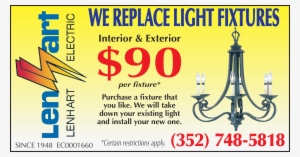 Lenhart Electric Is Licensed, Insured And Proficient - Light Fixture