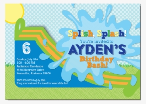 Water Slide Birthday Party Invitation - Water Slide Invitations