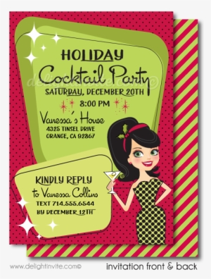 Retro Pinup Girl Christmas Party Invitations - Party