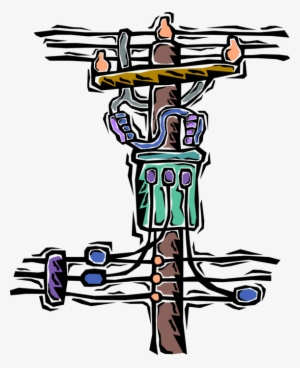 Vector Illustration Of Electricity Transformer On Telephone
