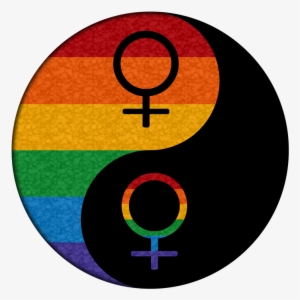 rainbow-colored, lesbian pride, yin and yang with matching - lesbian rainbow