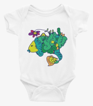 Baby Onesie, Fancy Fish With Flower - Infant Bodysuit