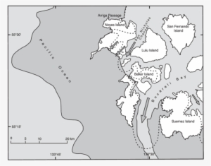 Map Of The Noyes, Baker, And Suemez Islands Area - Continental Shelf