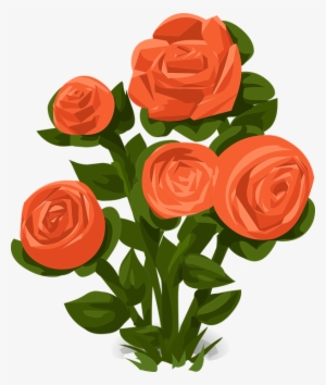 Rose Bush Roses Orange - Rose Bush Clip Art