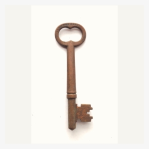 Antique Brass Barrel Skeleton Key With Notched Flag - Skeleton Key