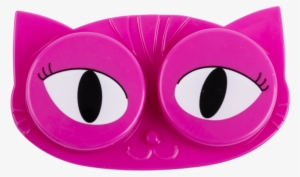 Pink Cat Eyes Contact Lens Case Facing Front - Dci Cat Eyes Contact Lens