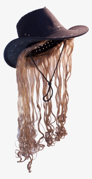 14379 Black Hat Blon - Billy-bob Cowboy Hat W/blonde Long Hair (package Of