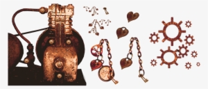 Steampunk, Engine, Heart, Gears, Jewelry - Heart