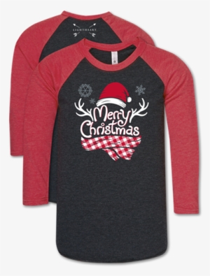 Lightheart Merry Christmas Scarf Baseball Tee-xl