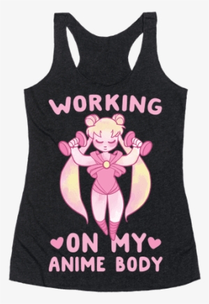 Working On My Anime Body Racerback Tank Top - Partners In Wine Shirt