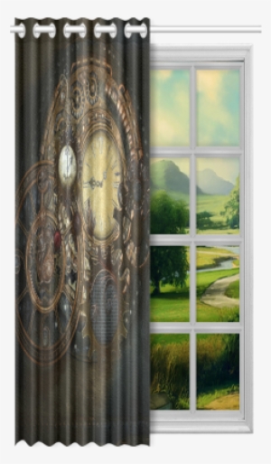 Painting Steampunk Clocks And Gears New Window Curtain - 1x Harry Potter Slytherin Polyester Window Curtain
