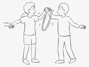Back Two People Holding Hands And Passing A Hula Hoop - Hula Hoop Holding Hands