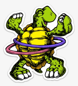 Image Of Hula-hooping Turtle Vinyl Sticker - Hooping