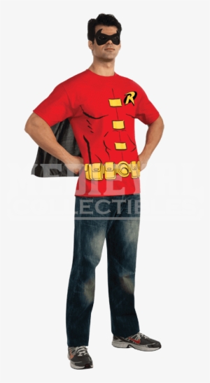 Adult Robin Cape T-shirt With Mask - Robin Shirt With Cape