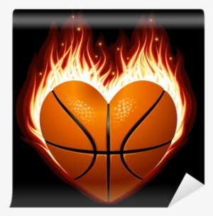 Vector Basketball On Fire In The Shape Of Heart Wall - Basketball Background  For Girls Transparent PNG - 400x400 - Free Download on NicePNG