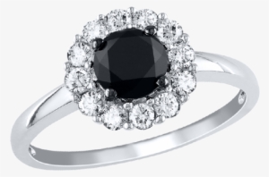 Try A Black Diamond Halo Ring With A Border Of White - Diamond Engagement Ring 1 1/2 Cts Tw Round-cut Solid