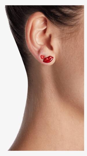 Red Enamel Lip Single Stud Earring Alison Lou - Earring