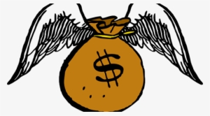 Money Bag With Wings - Clipart Flying Money