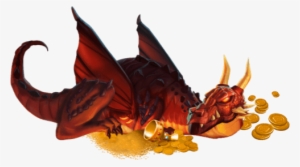 Dragon Lying On A Pile Of Gold Coins - Dragon Gold Slot Png