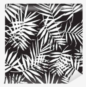 Hand Drawn Vector Leaf Seamless Pattern - White Hand Drawn Palm Leaves