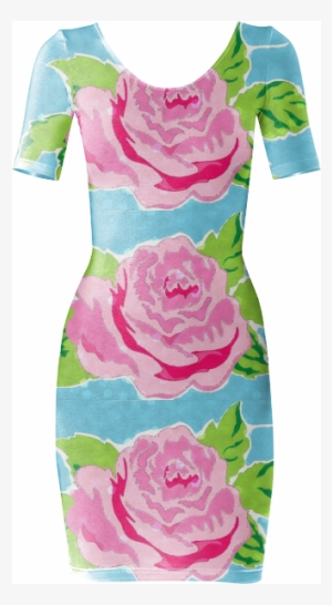 Watercolor Rose- Ocean Bodycon Dress $85 - Garden Roses