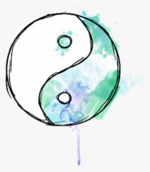 Watercolor Tumblr Aesthetic Aqua Teal Blue Green Quotes - Transparent Icon Yin Yang
