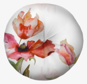 Watercolor Background Tufted Floor Pillow - Watercolor Poppy Flower