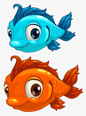 Goldfish Marine Seamless Pattern Background - Cartoon Fish With Spikes