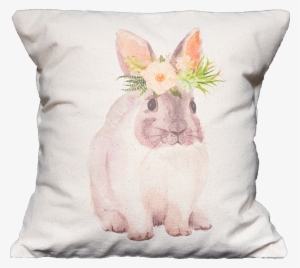 Watercolor Floral Bunny - Cushion