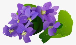 Watercolor Purple Flowers Vector Clipart - Violet Clipart