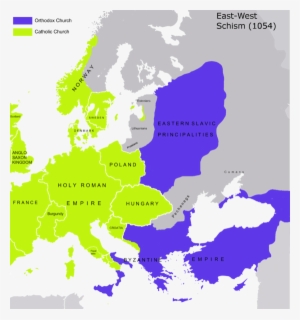 Great Schism 1054 With Former Borders- - East West Schism Map
