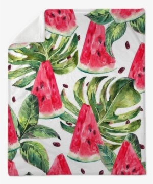 Watercolor Seamless Pattern With Slices Of Watermelon