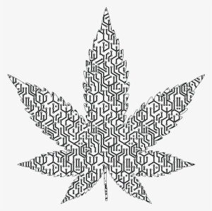 Free Clipart Of A Cyber Connection Cannabis Marijuana - Weed Leaf Lines Png