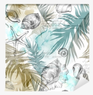Summer Party Holiday Background, Watercolor Illustration - Concha Do Mar Textura
