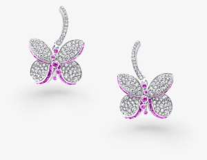 A Pair Of Graff Princess Butterfly Pink And Purple - Graff Princess Butterfly Pendant