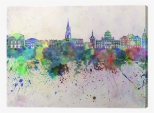Bern Skyline In Watercolor Background Canvas Print